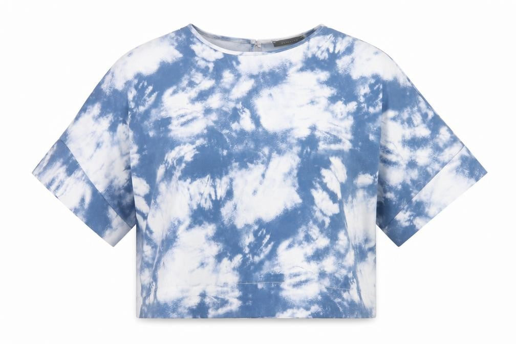 Primark Women’s Blue Tie-Dye Cropped T-Shirt Size 18 Summer Casual