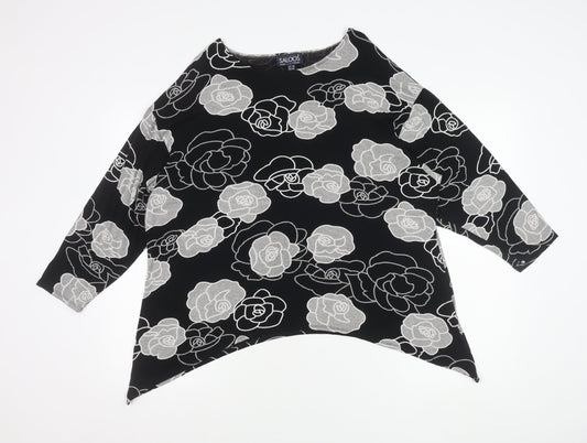 Saloos Womens Black Floral Tunic Blouse Size 18 Viscose Stretch