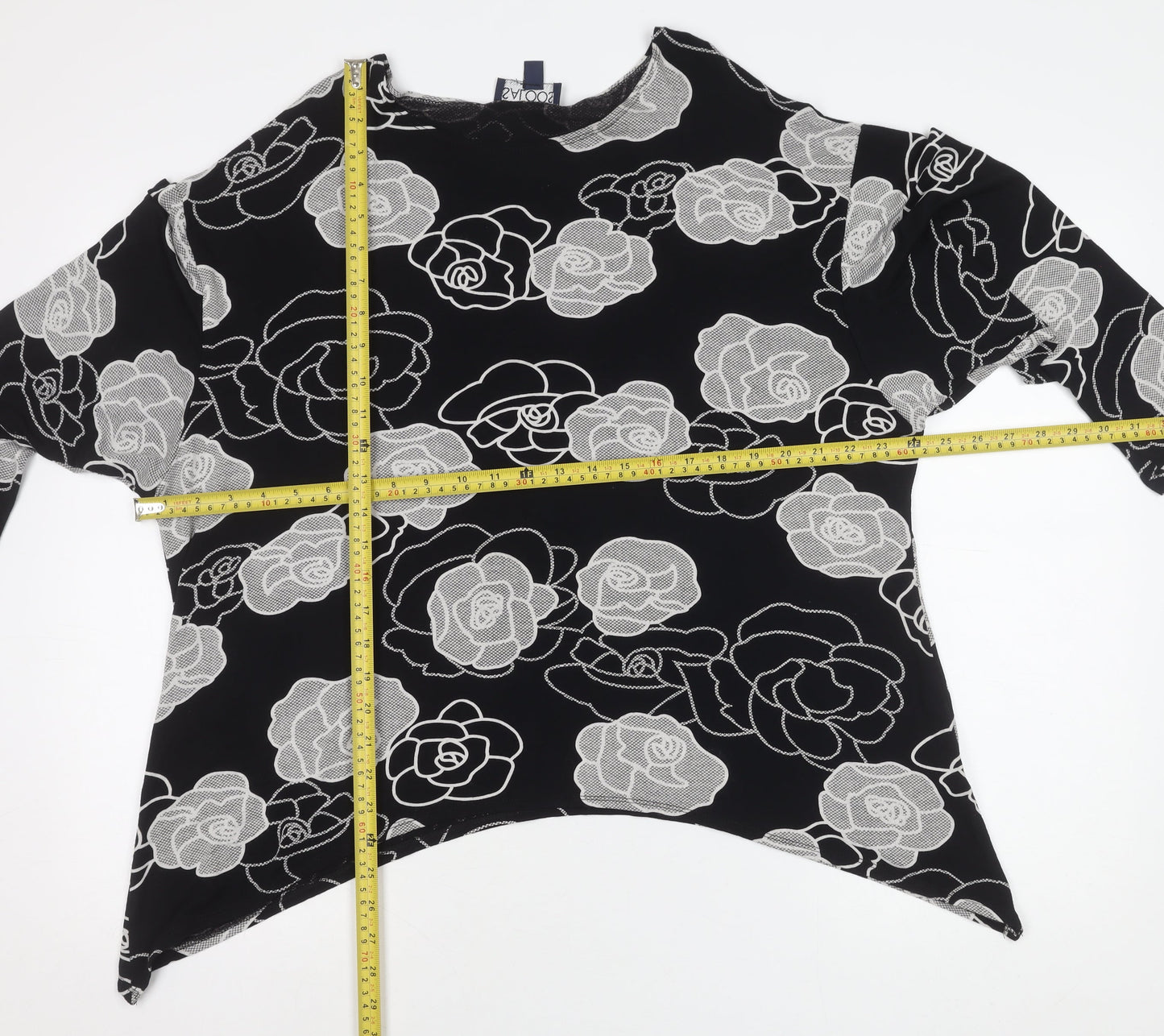 Saloos Womens Black Floral Tunic Blouse Size 18 Viscose Stretch