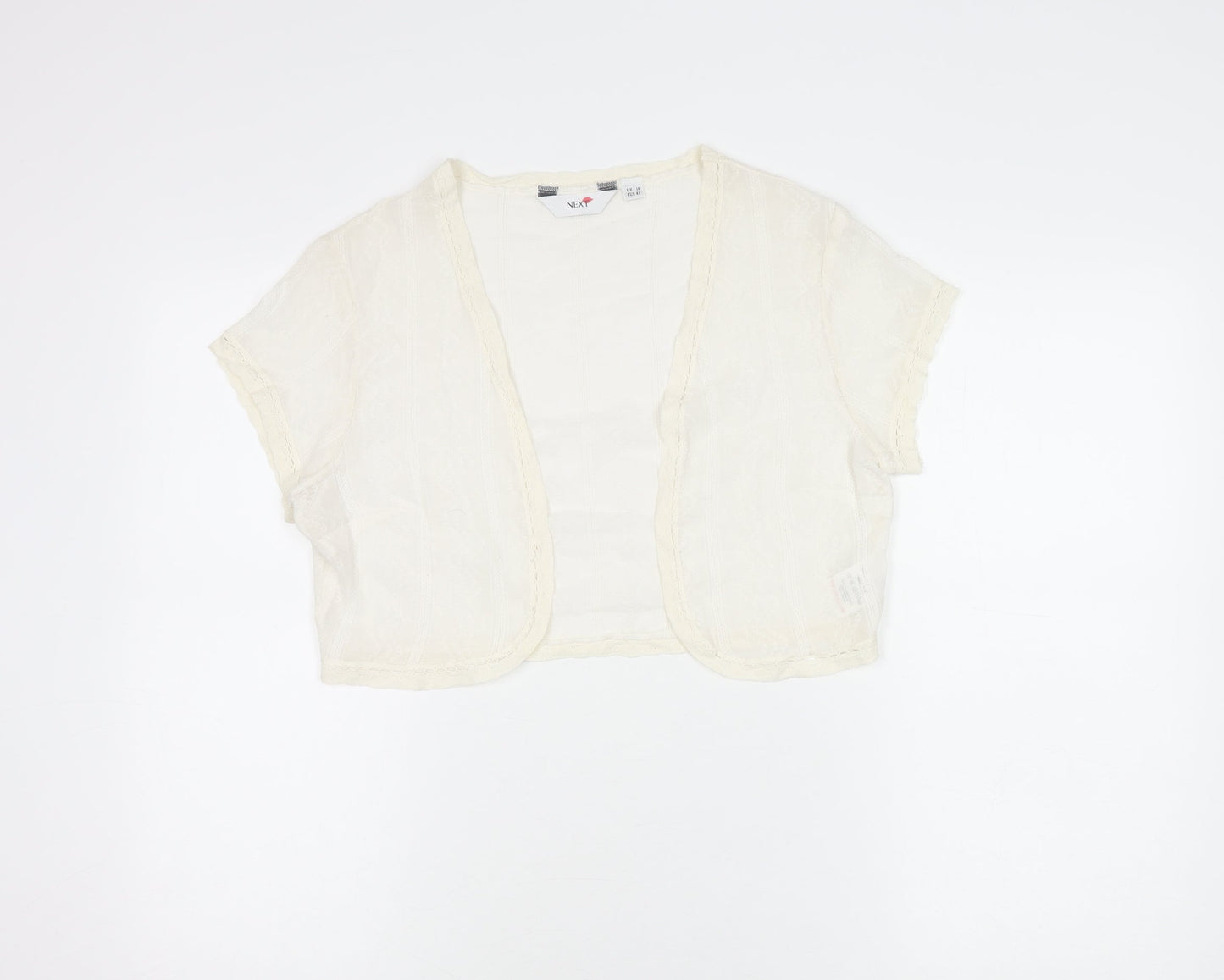 Next Women Ivory Cotton Cropped Blouse Size 14 Summer Casual