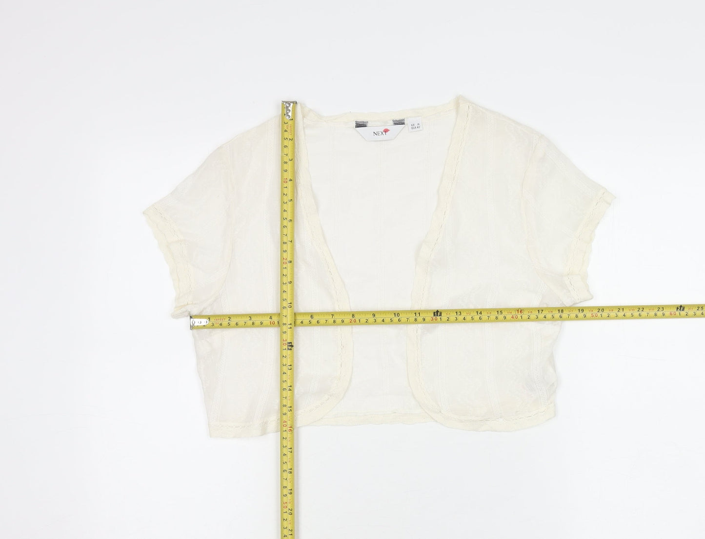 Next Women Ivory Cotton Cropped Blouse Size 14 Summer Casual