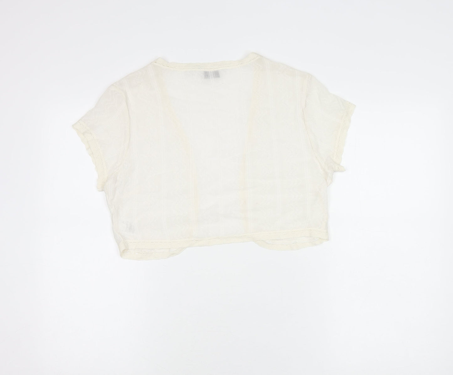 Next Women Ivory Cotton Cropped Blouse Size 14 Summer Casual