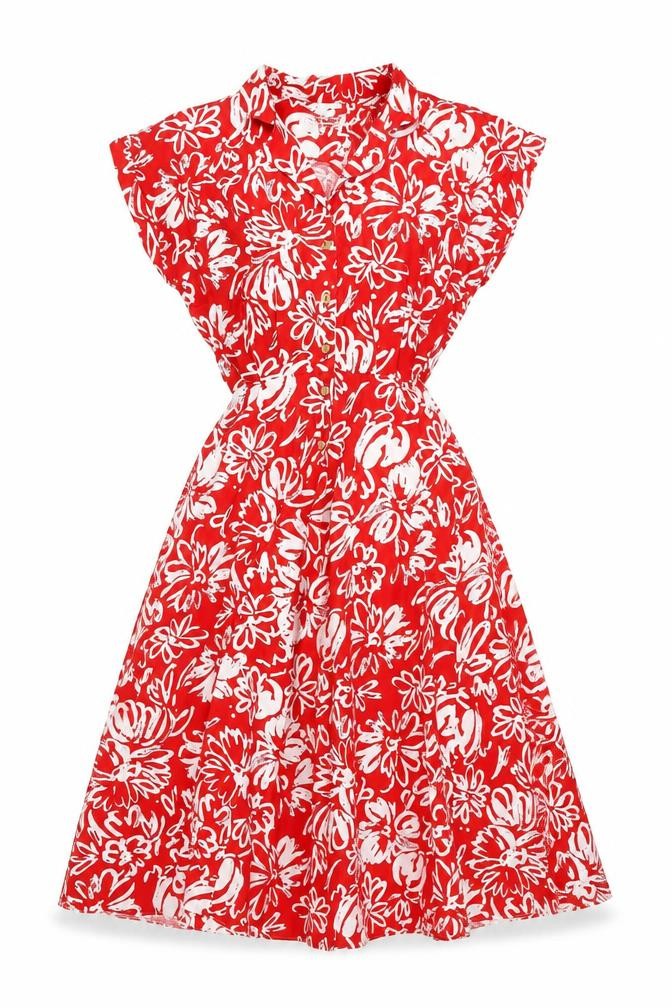 Vivienne Lawrence Women's Red Floral Strapless A-Line Dress Size 10