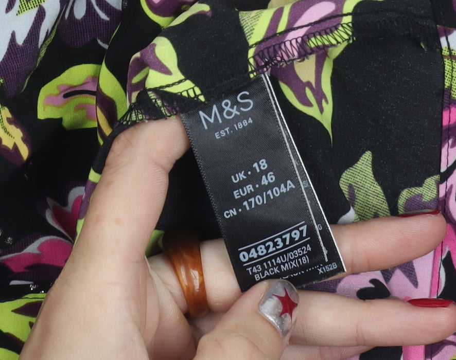 Marks and Spencer Women’s Multicoloured Floral Ruffle Blouse Size 18