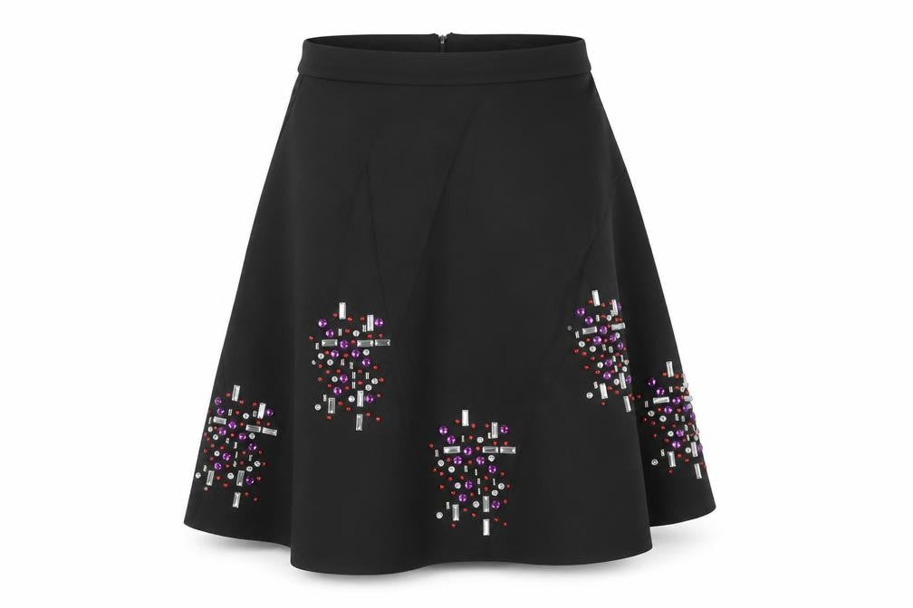 ASOS Women’s Black Beaded A-Line Knee Length Skirt Size 10