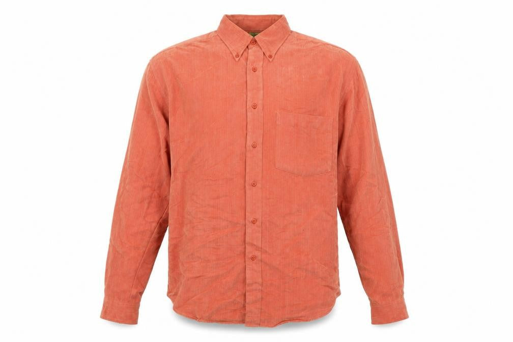 Ciro Citterio Men's Orange Long Sleeve Woven Button-Up Shirt M 42in