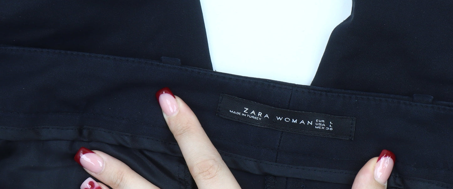 Zara Woman Black Slim Fit Twill Trousers Women's L Workwear Business Stretch