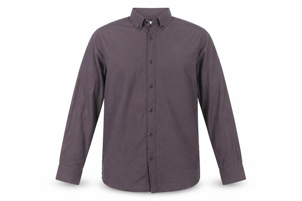 Men’s Purple Striped Easy Care Cotton Long Sleeve Button-Up Shirt 16.5