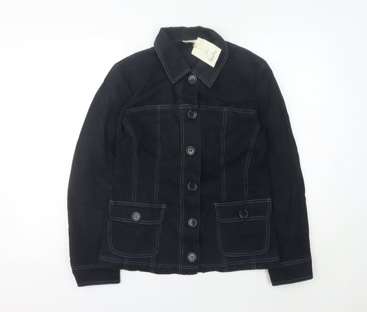 Viyella Women's Black Cotton Mid-Length Jacket UK 10