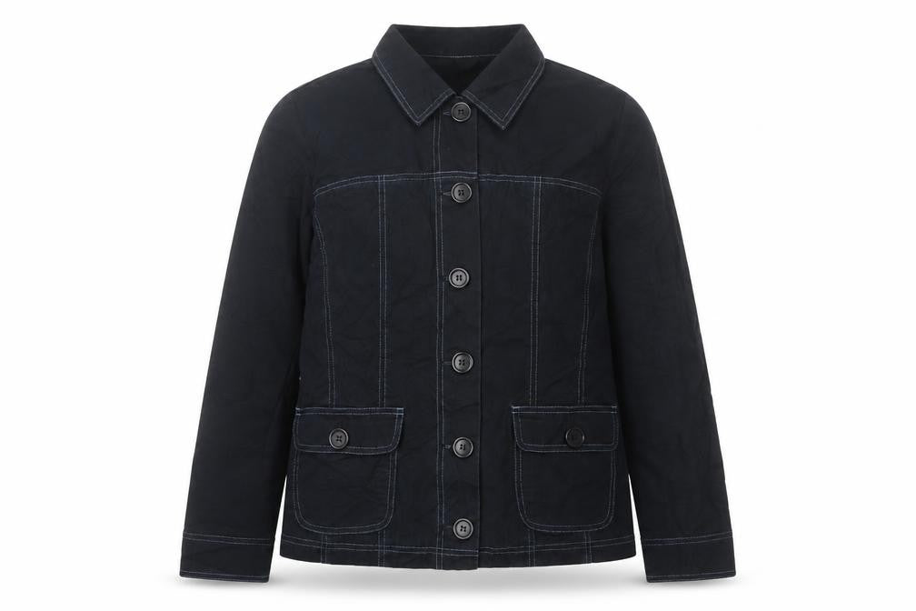 Viyella Women's Black Cotton Mid-Length Jacket UK 10