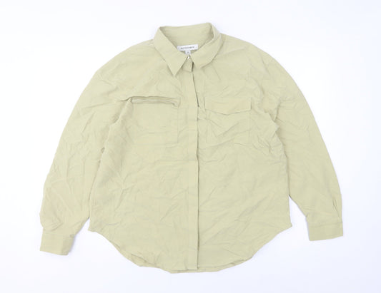 Marks and Spencer Women Beige Size 10 Modal Blend Button-Up Shirt