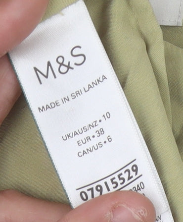 Marks and Spencer Women Beige Size 10 Modal Blend Button-Up Shirt