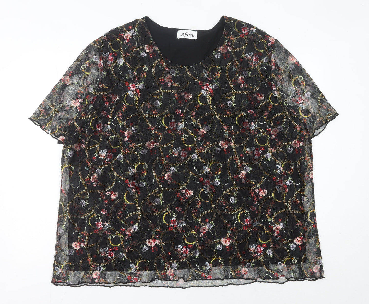 Afibel Women’s Multicoloured Floral Lace Blouse UK 30 Plus Size