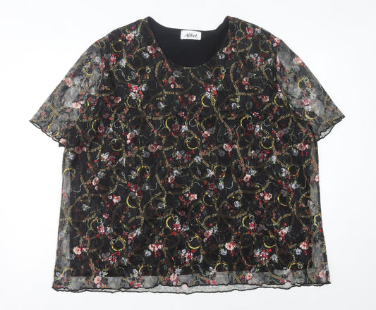 Afibel Women’s Multicoloured Floral Lace Blouse UK 30 Plus Size