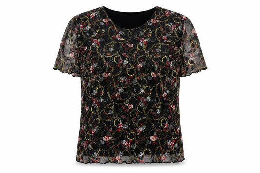 Afibel Women’s Multicoloured Floral Lace Blouse UK 30 Plus Size