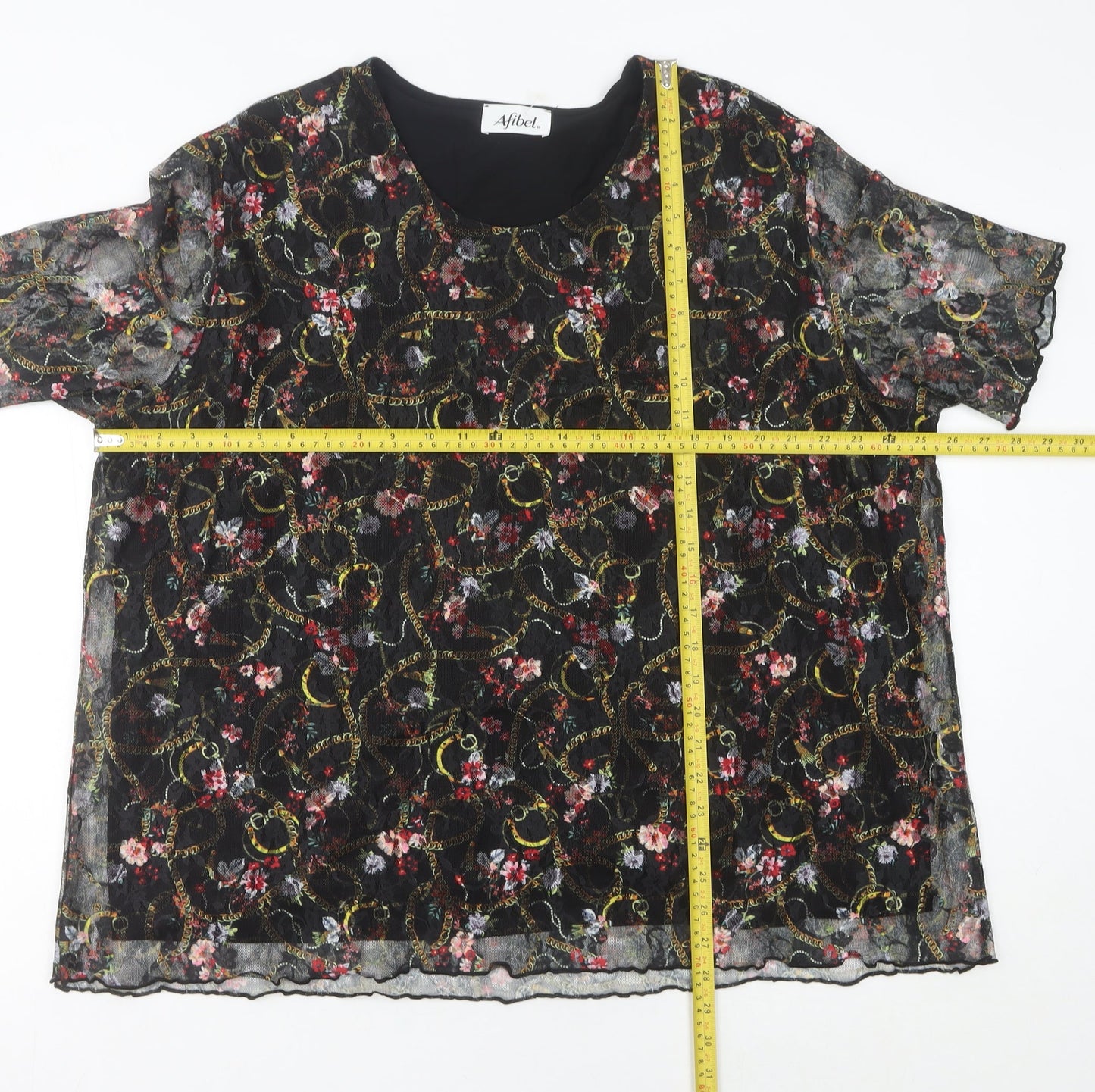 Afibel Women’s Multicoloured Floral Lace Blouse UK 30 Plus Size