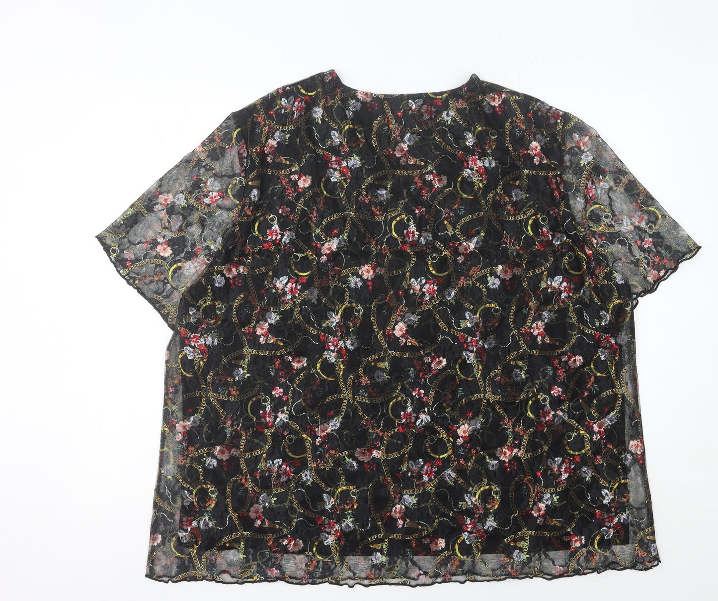 Afibel Women’s Multicoloured Floral Lace Blouse UK 30 Plus Size