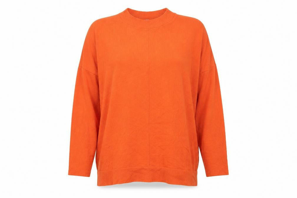 NEXT Women's Orange Crew Neck Pullover Jumper Size L 3/4 Sleeve