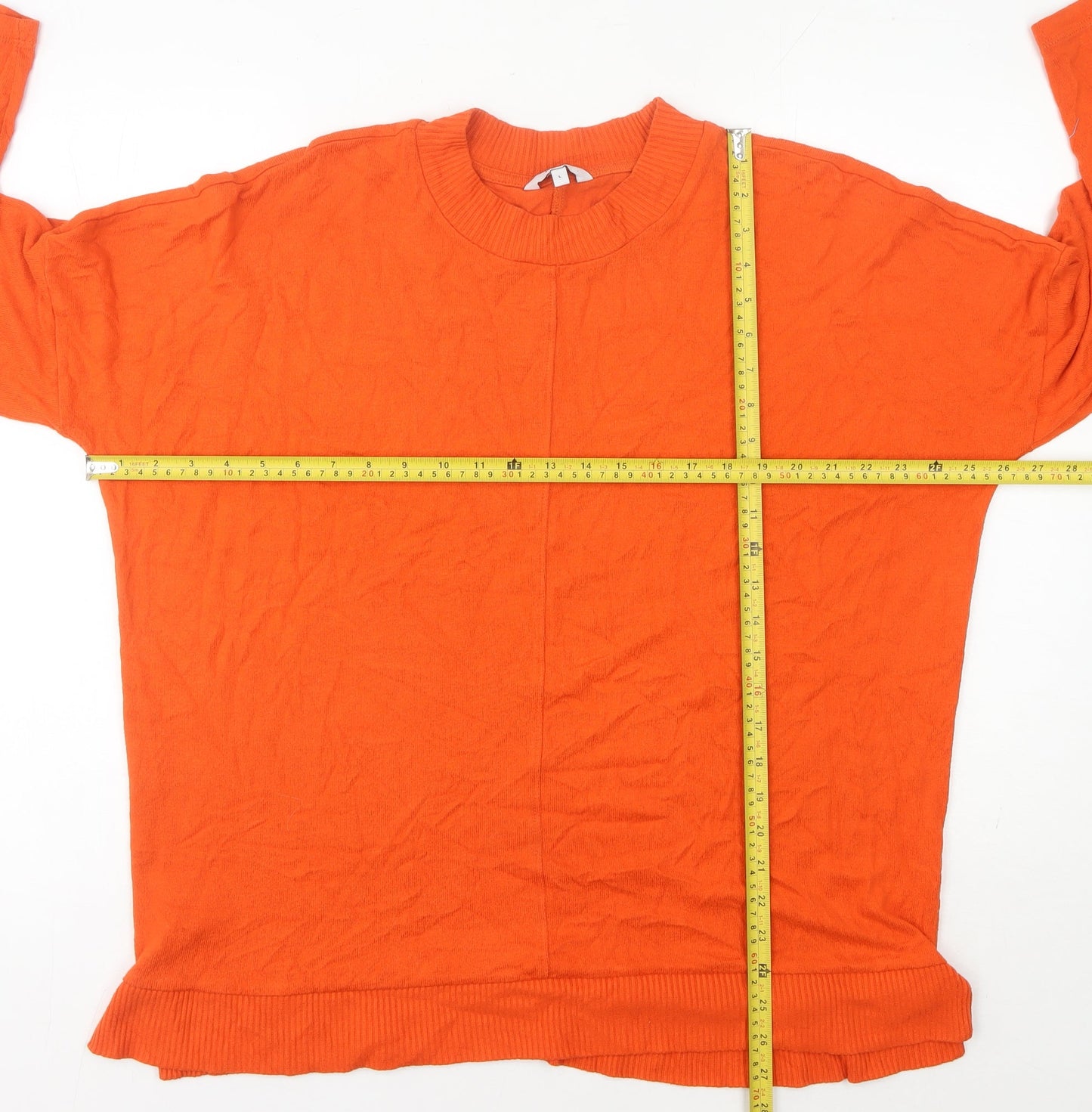 NEXT Women's Orange Crew Neck Pullover Jumper Size L 3/4 Sleeve