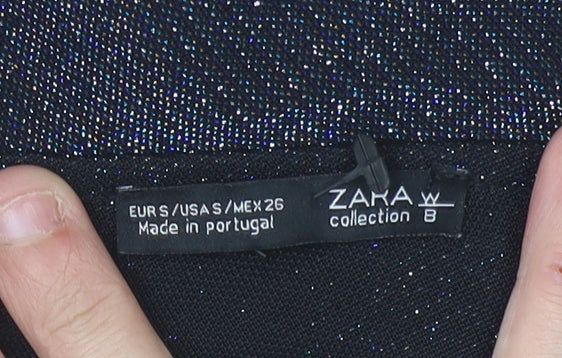 Zara Women Black One Shoulder Cropped Blouse Size S Party Top