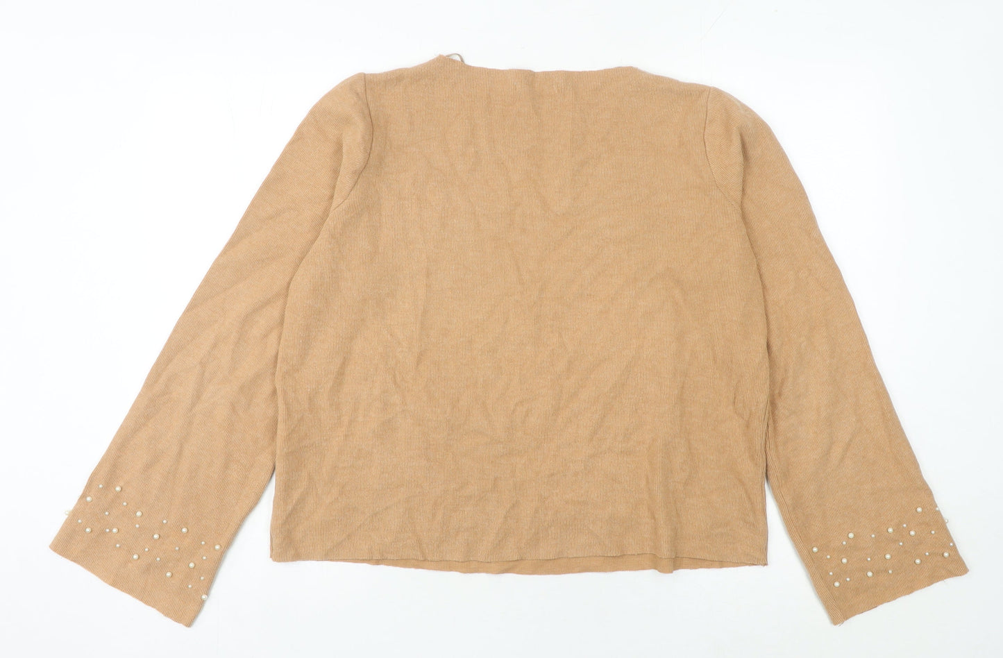 Zara Trafaluc Women’s Beige Beaded Pullover Jumper Size 12