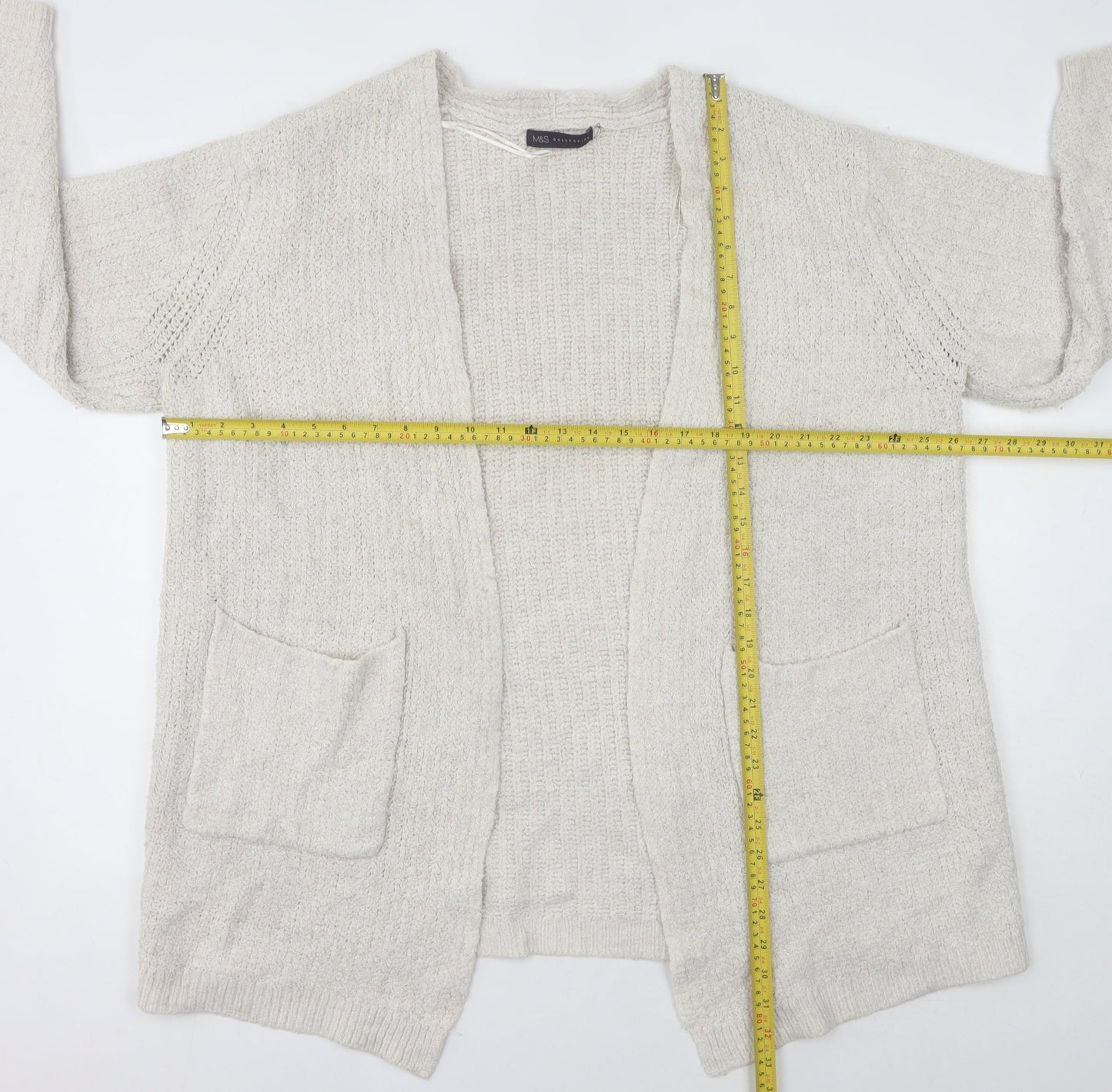 Marks and Spencer Women’s Beige L Chunky Knit Long Sleeve Cardigan