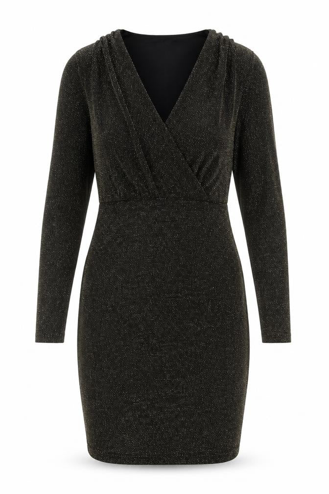 Blue Vanilla Women’s Black Glitter Bodycon Dress Size 10 Knee Length