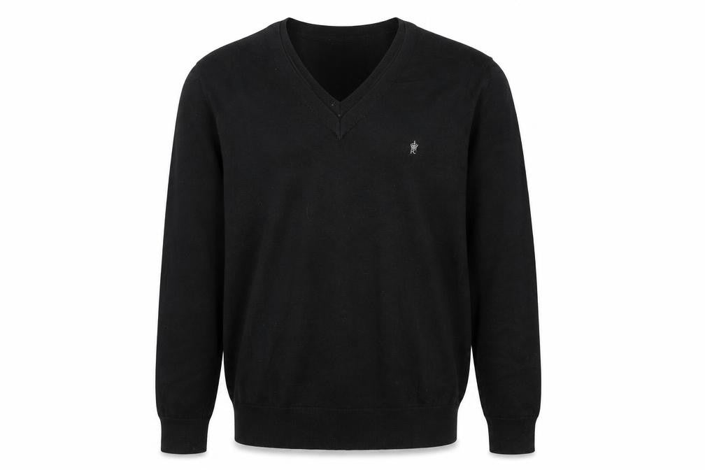 French Connection Men’s Black L V-Neck Cotton Blend Jumper