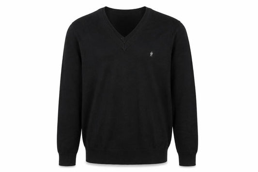 French Connection Men’s Black L V-Neck Cotton Blend Jumper