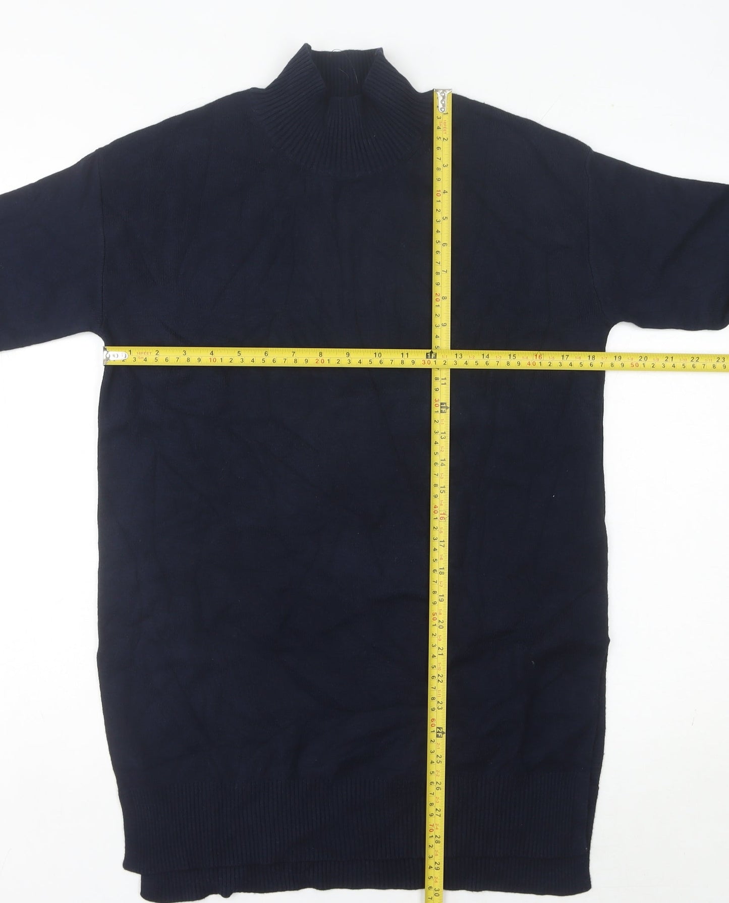Marks and Spencer Women's Blue Small Mock Neck Long Sleeve Tunic Jumper