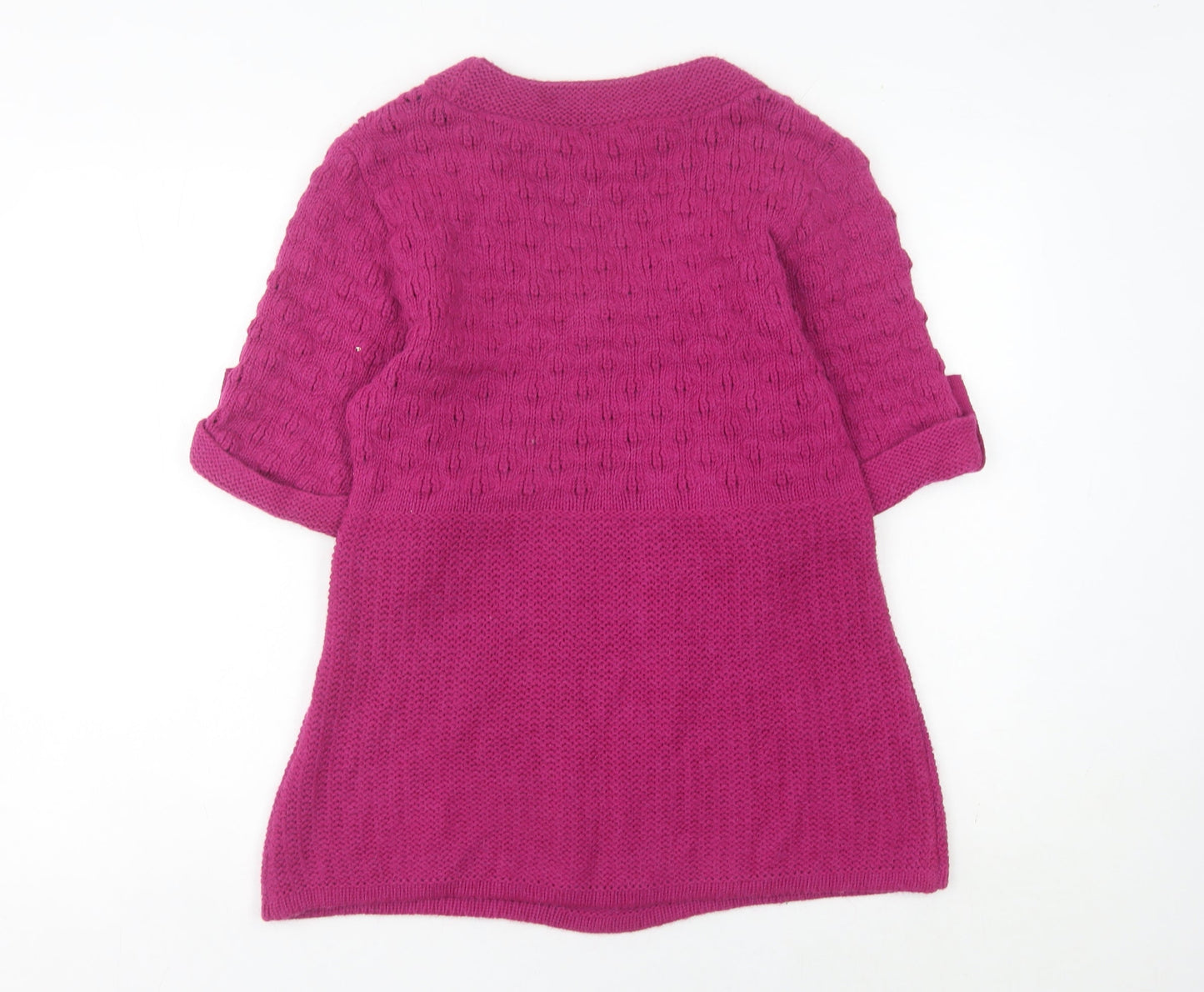 Next Women’s Pink Cable-Knit Tunic Jumper UK 12 Scoop Neck Short Sleeve