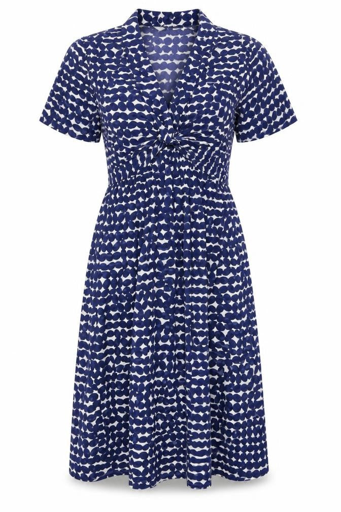 Marks & Spencer Women’s Blue Geometric A-Line Knee Length Dress UK 8