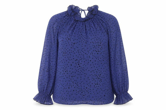 Next Women’s Blue Star Print Chiffon Tunic Blouse Size 10