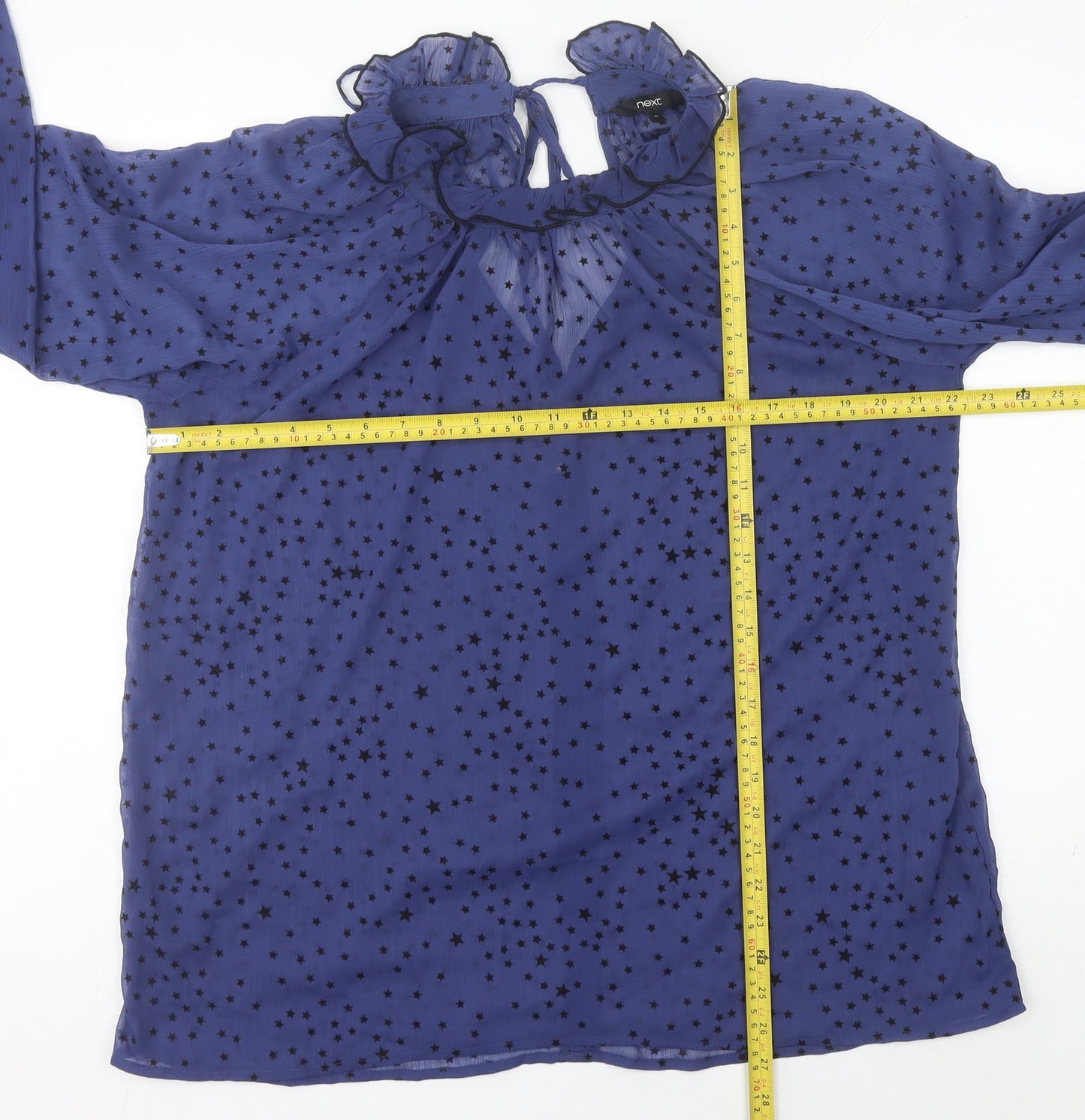 Next Women’s Blue Star Print Chiffon Tunic Blouse Size 10