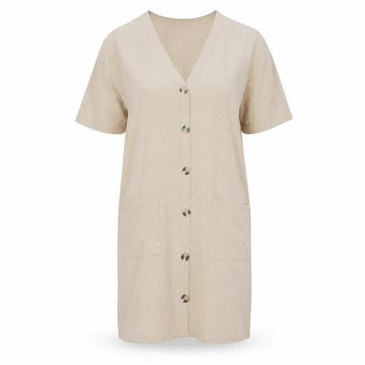 ASOS DESIGN Women’s Beige Cotton Knee Length Shirt Dress Size 16
