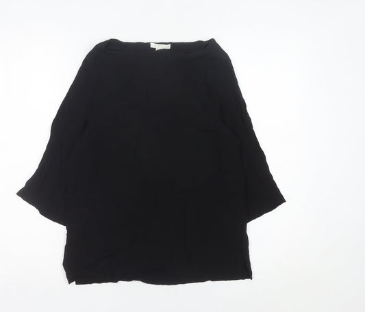 H&M Women’s Black Tunic Blouse Size 6 Boat Neck 3/4 Sleeve Viscose