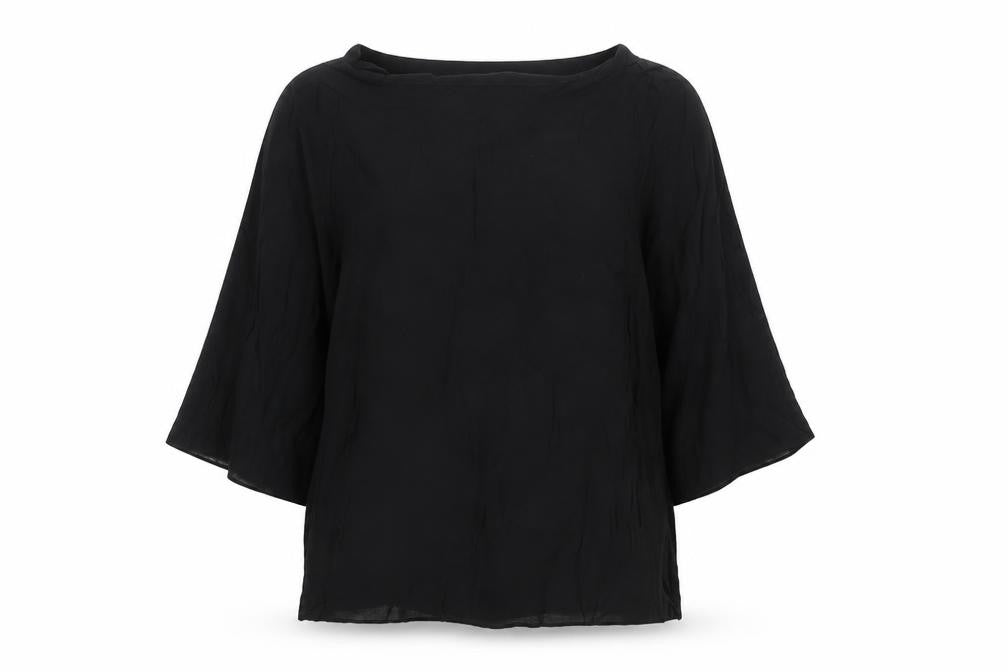 H&M Women’s Black Tunic Blouse Size 6 Boat Neck 3/4 Sleeve Viscose