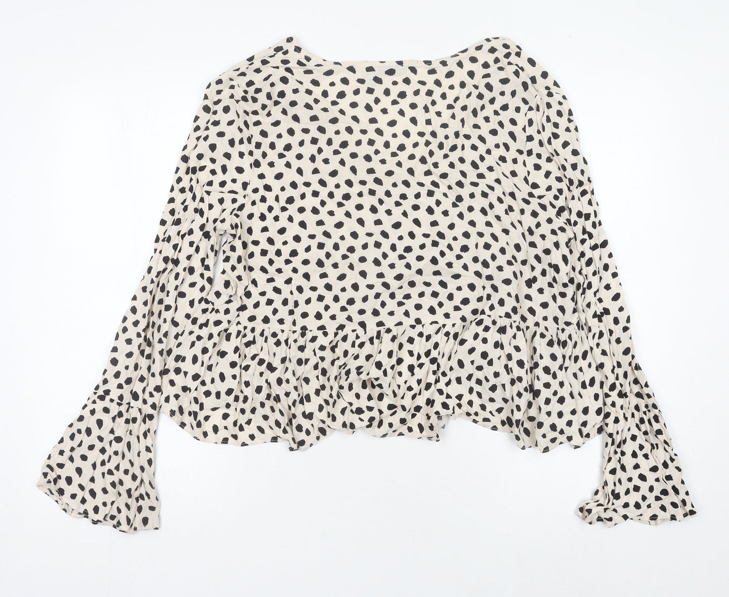 ASOS DESIGN Womens Beige Animal Print Cropped Blouse Size 16
