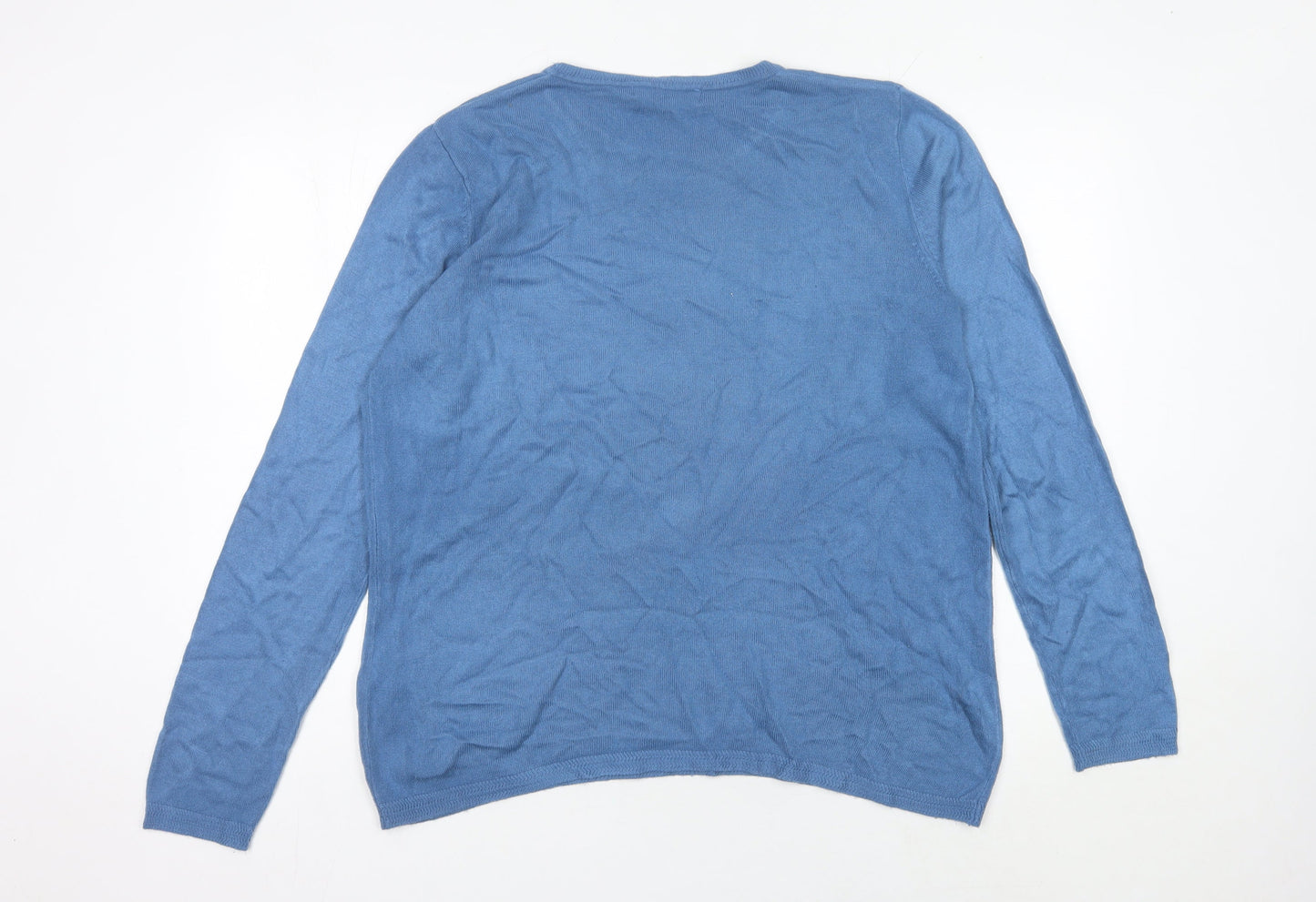 Julipa Women's Blue Size 12 Crew Neck Acrylic Pullover Jumper