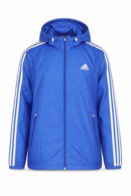 Adidas Men’s Blue XS Windbreaker Jacket Hooded Polka Dot Sports Coat