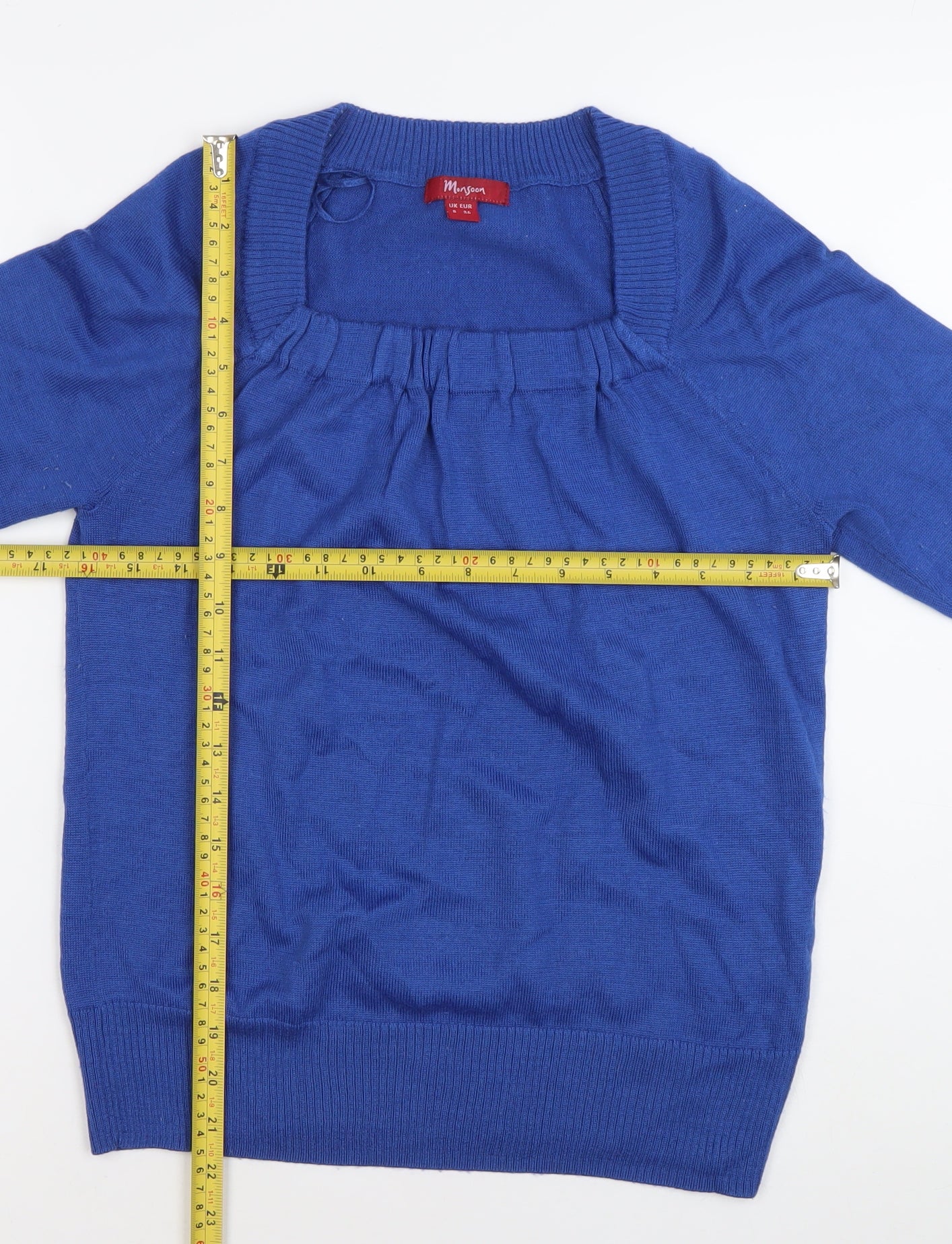 Monsoon Women's Blue Size 8 Pullover Square Neck Jumper