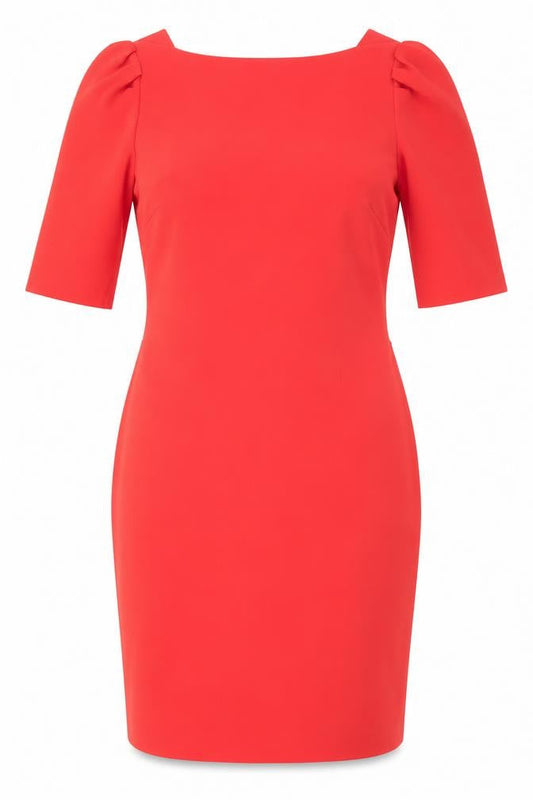 Coast Women’s Red One Shoulder Puff Sleeve Sheath Dress Size 14