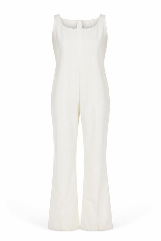 PRETTYLITTLETHING Women’s White Size 8 Sleeveless Button Jumpsuit