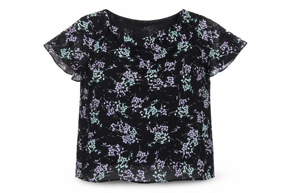 Marks & Spencer Women's Black Floral Chiffon Cowl Neck Blouse UK 18