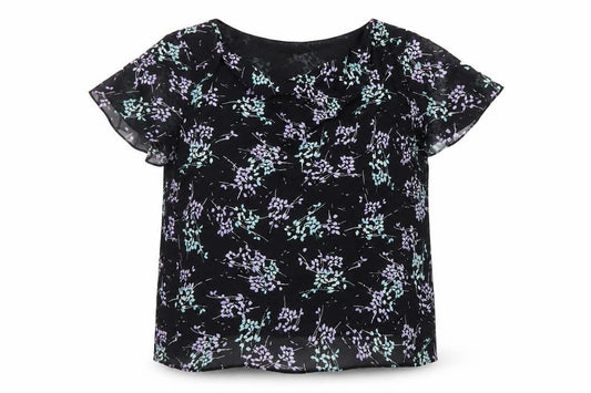 Marks and Spencer Women's Black Floral Chiffon Cowl Neck Blouse UK 18