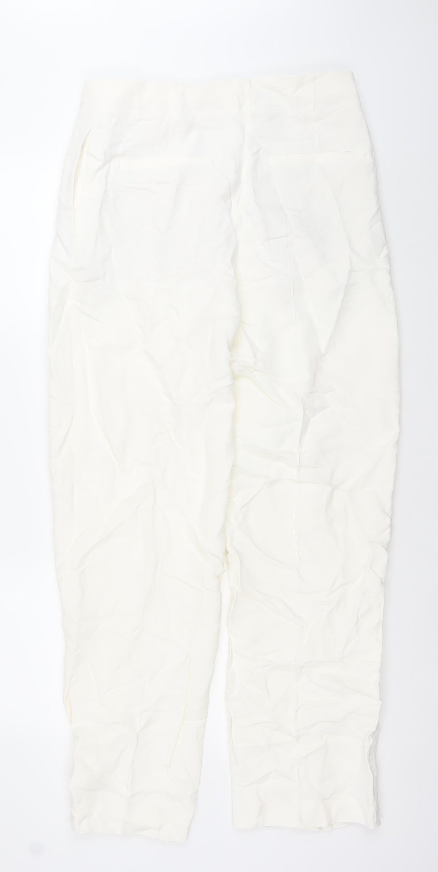 Zara Women White Size 12 AW2023 Buckle Waist Trousers