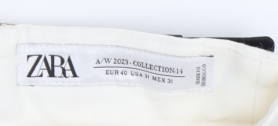 Zara Women White Size 12 AW2023 Buckle Waist Trousers