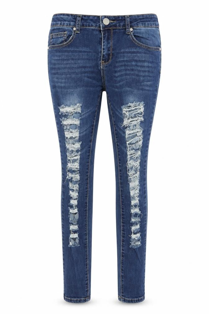 Denim Club Women's Blue Size 12 Distressed Skinny Jeans