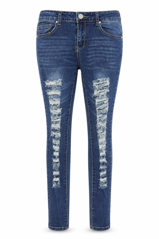 Denim Club Women's Blue Size 12 Distressed Skinny Jeans