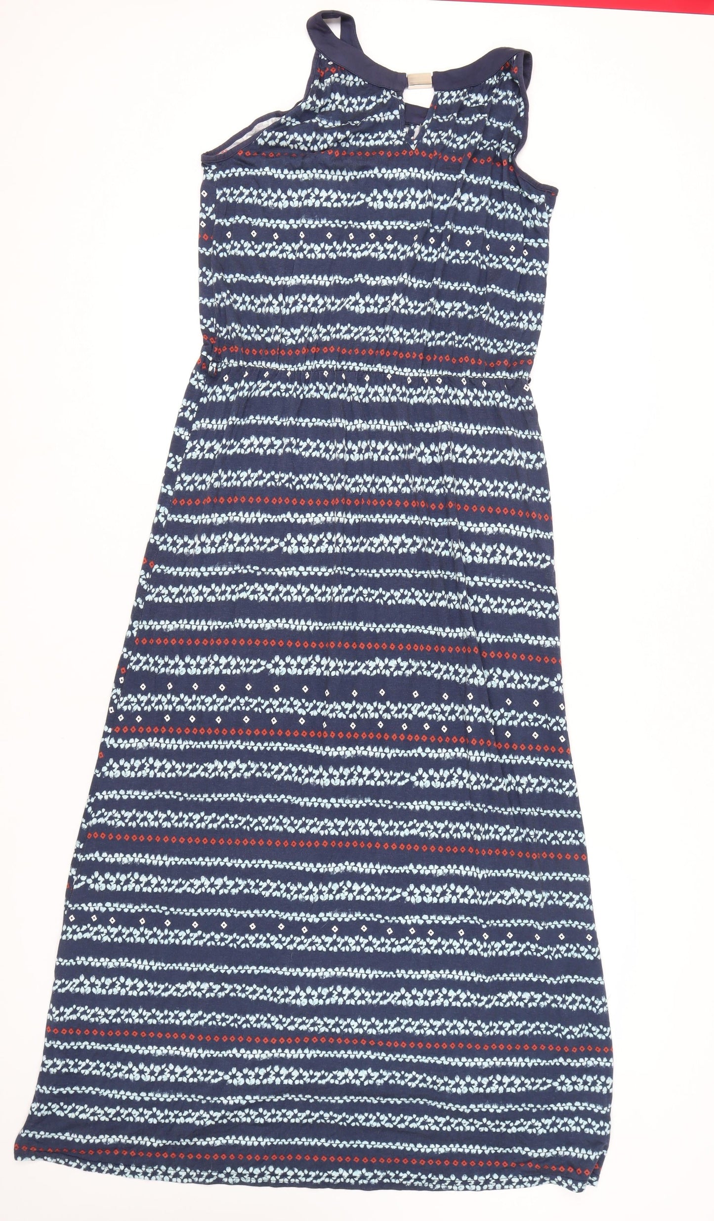 Apricot Womens Blue Geometric Midi Fit & Flare Dress Size 14 Sleeveless